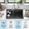 30&rdquo; Granite Composite Workstation Kitchen Sink Drop-In Top Mount Single Bowl with WorkFlow&trade; Ledge and Accessories in Black